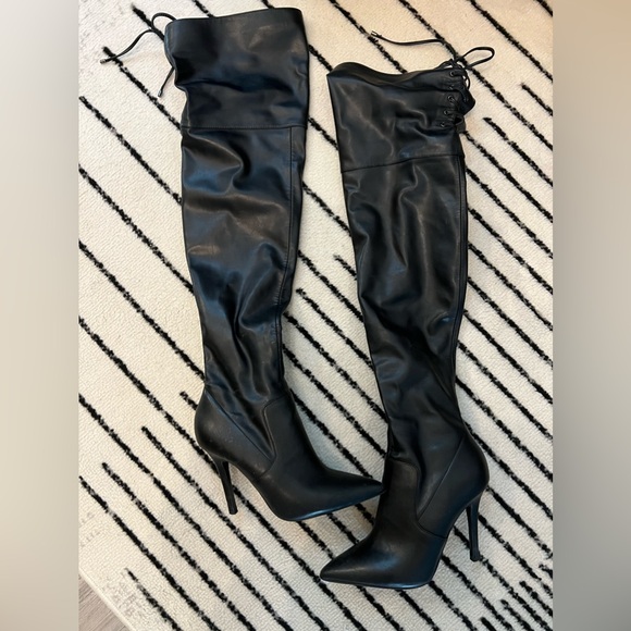 Aldo FRAELLA Over the Knee Leather Heeled Boots in Black - Picture 2 of 6